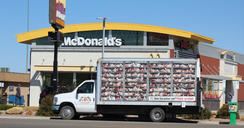 They’re Not Loving It: PETA Chicken Truck Stops at McDonald’s to Promote Vegan Diets